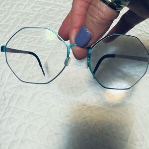 Geometric Lindberg Octagon Frame glasses in Teal & Purple